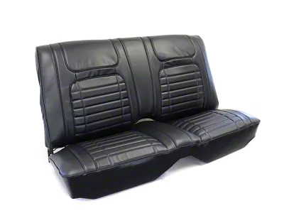 Deluxe Interior Rear Fixed Back Seat Upholstery Kit; Black Leather (1968 Camaro Coupe w/ Non-Folding Rear Seat)