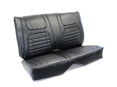 Deluxe Interior Rear Fixed Back Seat Upholstery Kit; Black Leather (1968 Camaro Convertible w/ Non-Folding Rear Seat)