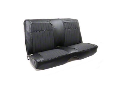Deluxe Interior Rear Fixed Back Seat Upholstery Kit; Black Leather (1969 Camaro Coupe w/ Non-Folding Rear Seat)