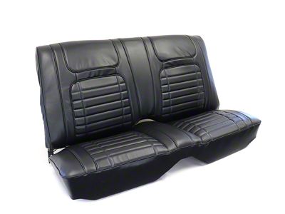 Deluxe Interior Rear Fixed Back Seat Upholstery Kit; Black Premium Stitched Vinyl (1968 Camaro Coupe w/ Non-Folding Rear Seat)