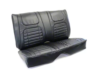 Deluxe Interior Rear Fixed Back Seat Upholstery Kit; Black Premium Stitched Vinyl (1968 Camaro Convertible w/ Non-Folding Rear Seat)