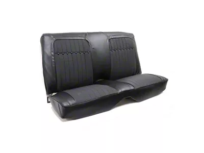 Deluxe Interior Rear Fixed Back Seat Upholstery Kit; Black Premium Stitched Vinyl (1969 Camaro Coupe w/ Non-Folding Rear Seat)