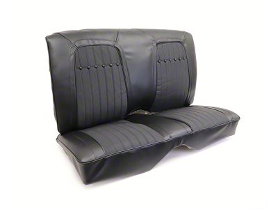 Deluxe Interior Rear Fixed Back Seat Upholstery Kit; Black Premium Stitched Vinyl (1969 Camaro Convertible w/ Non-Folding Rear Seat)