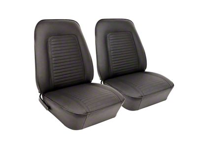 Standard Interior Front and Rear Seat Upholstery Kit; Premium Black Stitched Vinyl (1969 Camaro Convertible)