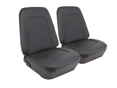 CA Standard Interior Leather Front Bucket Seat Upholstery; Black (67-68 Camaro)