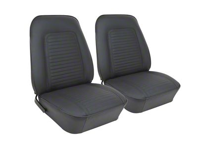 CA Standard Interior Leather Front Bucket Seat Upholstery; Black (1969 Camaro)
