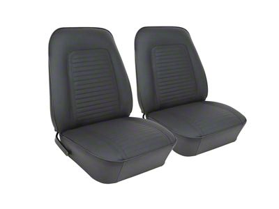 CA Standard Interior Premium Stitched Vinyl Front Bucket and Rear Seat Upholstery; Black (1969 Camaro Coupe)