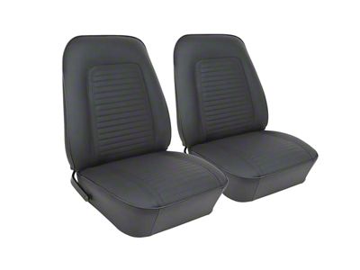 Standard Interior Premium Stitched Vinyl Front Bucket and Rear Seat Upholstery; Black (1969 Camaro Coupe)