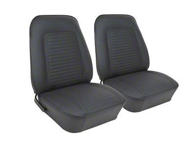 CA Standard Interior Premium Stitched Vinyl Front Bucket Seat Upholstery; Black (1969 Camaro)