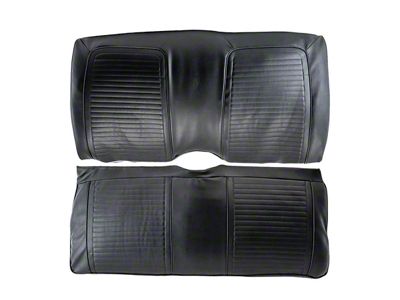 Standard Interior Rear Fixed Seat Upholstery Kit; Black Leather (1969 Camaro Convertible)