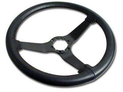 CA 14.50-Inch Reproduction Leather Wrapped Steering Wheel with Black Spokes (80-82 Corvette C3 w/ Tilt/Telescopic Steering Wheel)