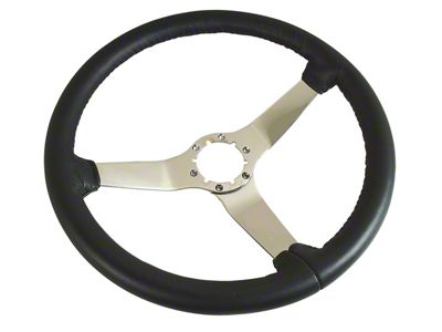 CA 14.50-Inch Reproduction Leather Wrapped Steering Wheel with Chrome Spokes (77-81 Corvette C3 w/ Tilt/Telescopic Steering Wheel)