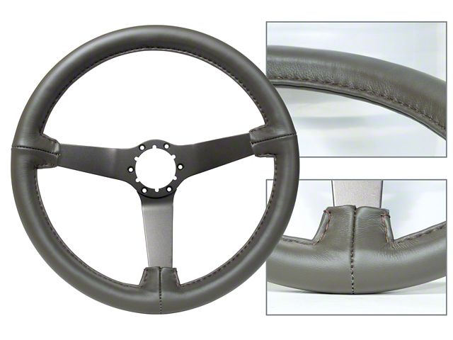 CA 14.50-Inch Reproduction Leather Wrapped Steering Wheel with Collector Bronze Spokes; Collector (1982 Corvette C3 w/ Tilt/Telescopic Steering Wheel)