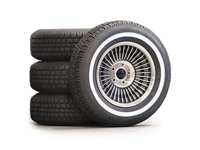 15x6 Direct-Bolt Knock-Off Charcoal Gray Metallic Wheel & 205/75R15 American Classic Whitewall Radial Tire Package (1965 Corvette C2)