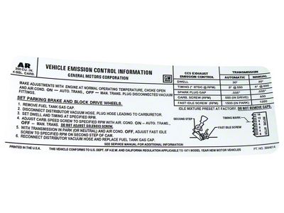350/270 HP Emission Decal (1971 Corvette C3)