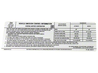 454 Emission Decal (1974 Corvette C3)
