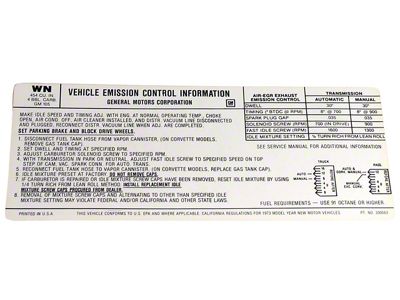 454 Federal Emission Decal (1973 Corvette C3)