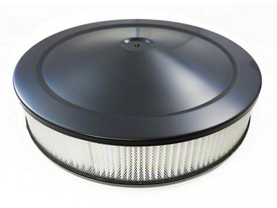 1968-1982 Corvette Air Cleaner with Filter - Round Black - 14inx3in - 4-Barrel Carbs - Flat Base