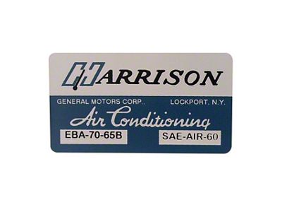 Air Conditioner Foil Plate Decal (1965 Corvette C2)