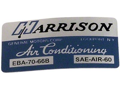Air Conditioner Foil Plate Decal (1966 Corvette C2)