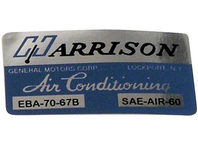Air Conditioner Foil Plate Decal (1967 Corvette C2)