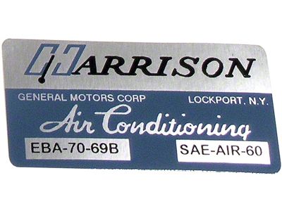Air Conditioner Foil Plate Decal (1969 Corvette C3)