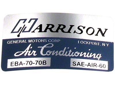 Air Conditioner Foil Plate Decal (1970 Corvette C3)