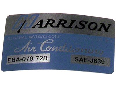 Air Conditioner Foil Plate Decal (1972 Corvette C3)