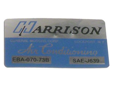 Air Conditioner Foil Plate Decal (1973 Corvette C3)