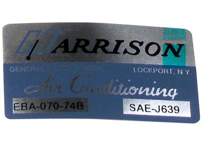 Air Conditioner Foil Plate Decal (1974 Corvette C3)