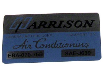 Air Conditioner Foil Plate Decal (1975 Corvette C3)