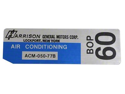 Air Conditioner Foil Plate Decal (1977 Corvette C3)