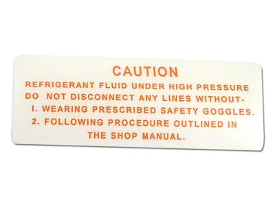 Air Conditioning Compressor Warning Decal (63-65 Corvette C2)