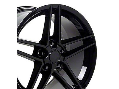 C6 Z06 Style Gloss Black Wheel; Front Only; 17x9.5; 54mm Offset (88-96 Corvette C4)