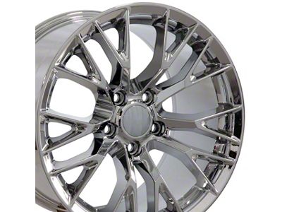 C7 Z06 Style Chrome Wheel; Front Only; 17x9.5; 54mm Offset (88-96 Corvette C4)