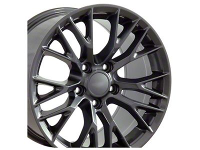C7 Z06 Style Gunmetal Wheel; Front Only; 17x9.5; 54mm Offset (88-96 Corvette C4)