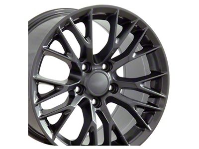 C7 Z06 Style Gunmetal Wheel; Rear Only; 18x10.5; 56mm Offset (88-96 Corvette C4)