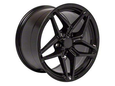C7 ZR1 Style Gloss Black Wheel; Rear Only; 18x10.5; 56mm Offset (88-96 Corvette C4)
