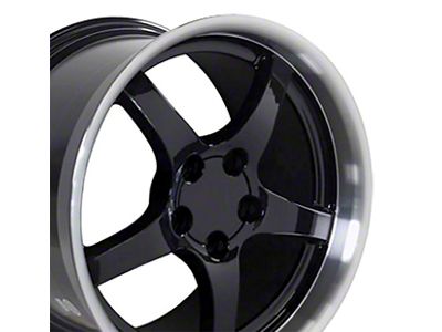 Deep Dish Gloss Black with Machined Lip Wheel; 18x10.5; 56mm Offset (88-96 Corvette C4)