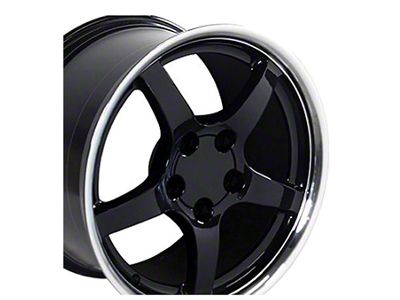 Deep Dish Gloss Black with Machined Lip Wheel; 18x9.5; 54mm Offset (88-96 Corvette C4 Base)