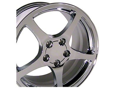 Staggered C5 Y2K Style Chrome 4-Wheel Kit; 17x9.5/18x10.5; 58mm/56mm Offset (88-96 Corvette C4)