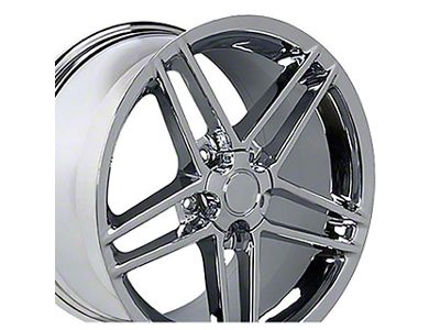Staggered C6 Z06 5-Spoke Style Chrome 4-Wheel Kit; 17x9.5/18x10.5; 54mm/56mm Offset (88-96 Corvette C4)