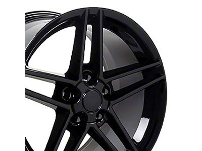 Staggered C6 Z06 5-Spoke Style Gloss Black 4-Wheel Kit; 17x9.5/18x10.5; 54mm/56mm Offset (88-96 Corvette C4)