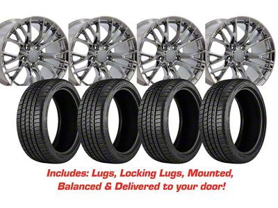 Staggered C7 Z06 Style Chrome Wheel and Michelin Pilot Sport A/S 4 Tire Kit; 17x9.5/18x10.5 (88-96 Corvette C4)