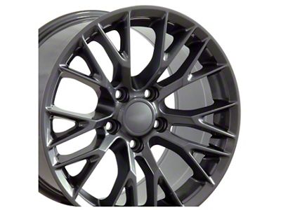 Staggered C7 Z06 Style Gunmetal 4-Wheel Kit; 17x9.5/18x10.5; 54mm Offset/56mm Offset (88-96 Corvette C4)