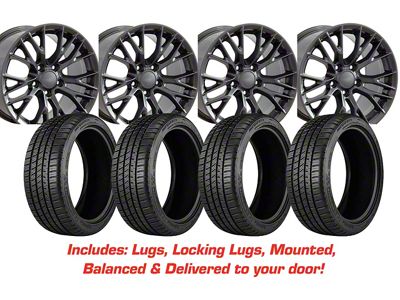 Staggered C7 Z06 Style Gunmetal Wheel and Michelin Pilot Sport A/S 4 Tire Kit; 17x9.5/18x10.5 (88-96 Corvette C4)