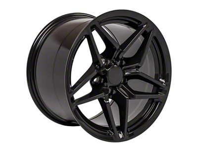 C7 ZR1 Style Gloss Black Wheel; Rear Only; 17x11; 50mm Offset (88-96 Corvette C4)