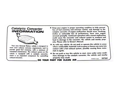 Catalytic Converter Decal (76-78 Corvette C3)