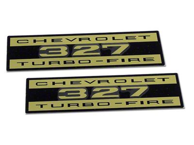 Chevrolet 327 Turbo Fire Metal Valve Cover Decals (62-63 Corvette C2)
