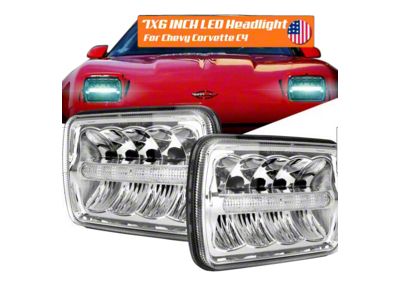 1984-1996 Corvette Chrome Bar LED Projector Headlights - Hi-Lo Beam with DRL